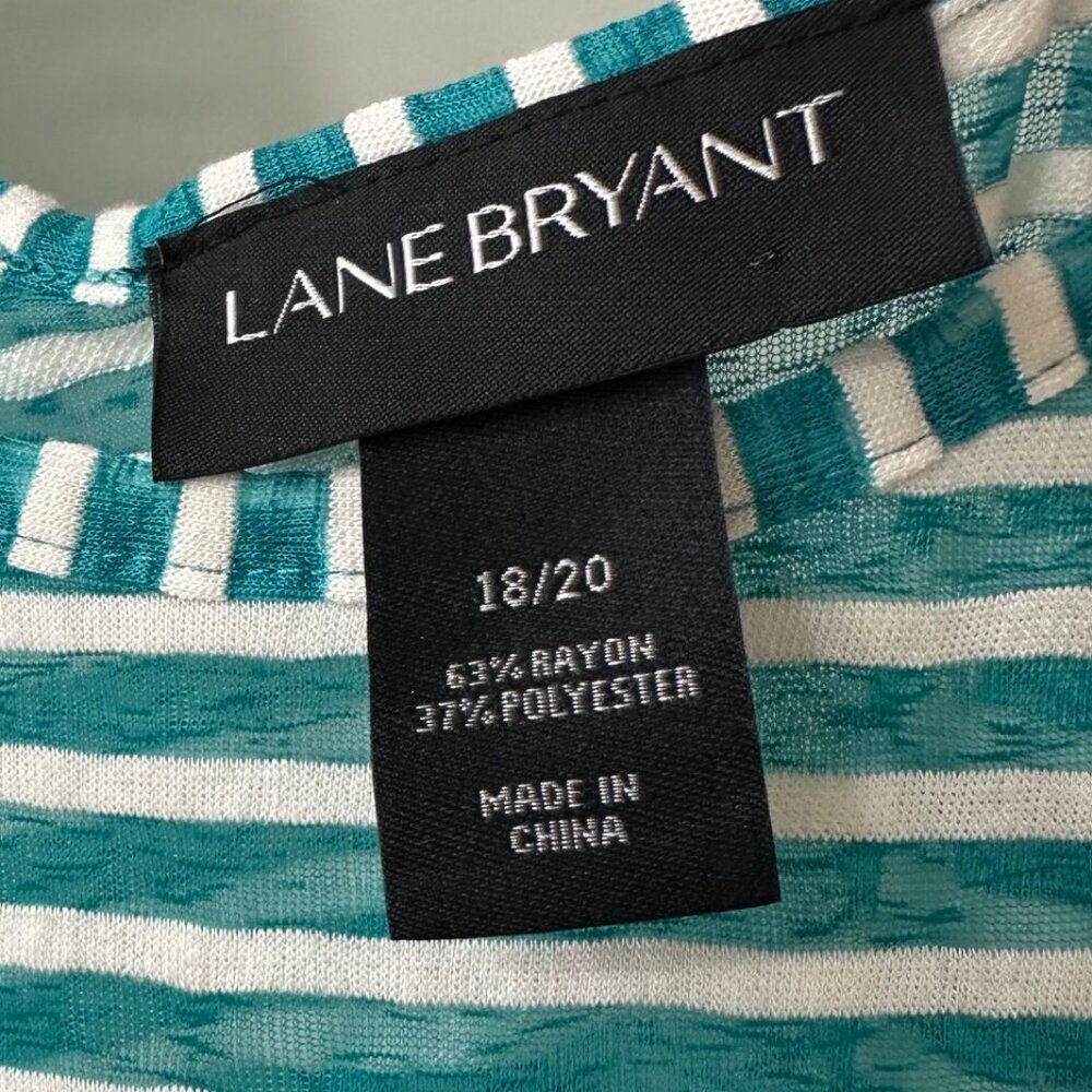 Lane Bryant Teal & White Striped Lightweight Tee, Size 18/20 - Picture 4 of 5